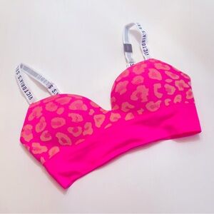 Victoria's Secret PINK Wear Everywhere Hot Pink Leopard Push-Up Wireless Bra XS